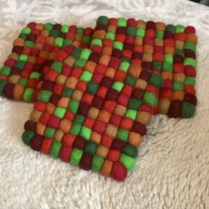 Colorful TJ Fall Wool Trivets EUC